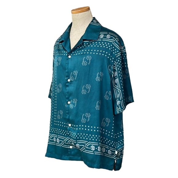 Standard/Cloth Short Sleeve Blouse Collared Hankerchief Print Blue Size Small S - Picture 3 of 14